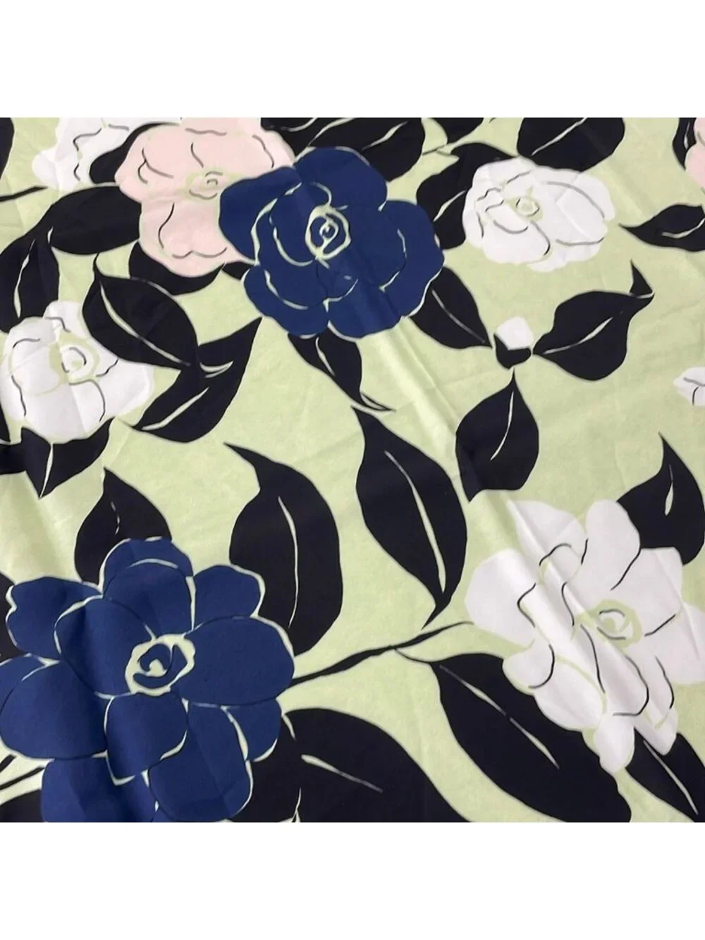 Chanel Scarf Light Green Black Multi Camellia CC Logo